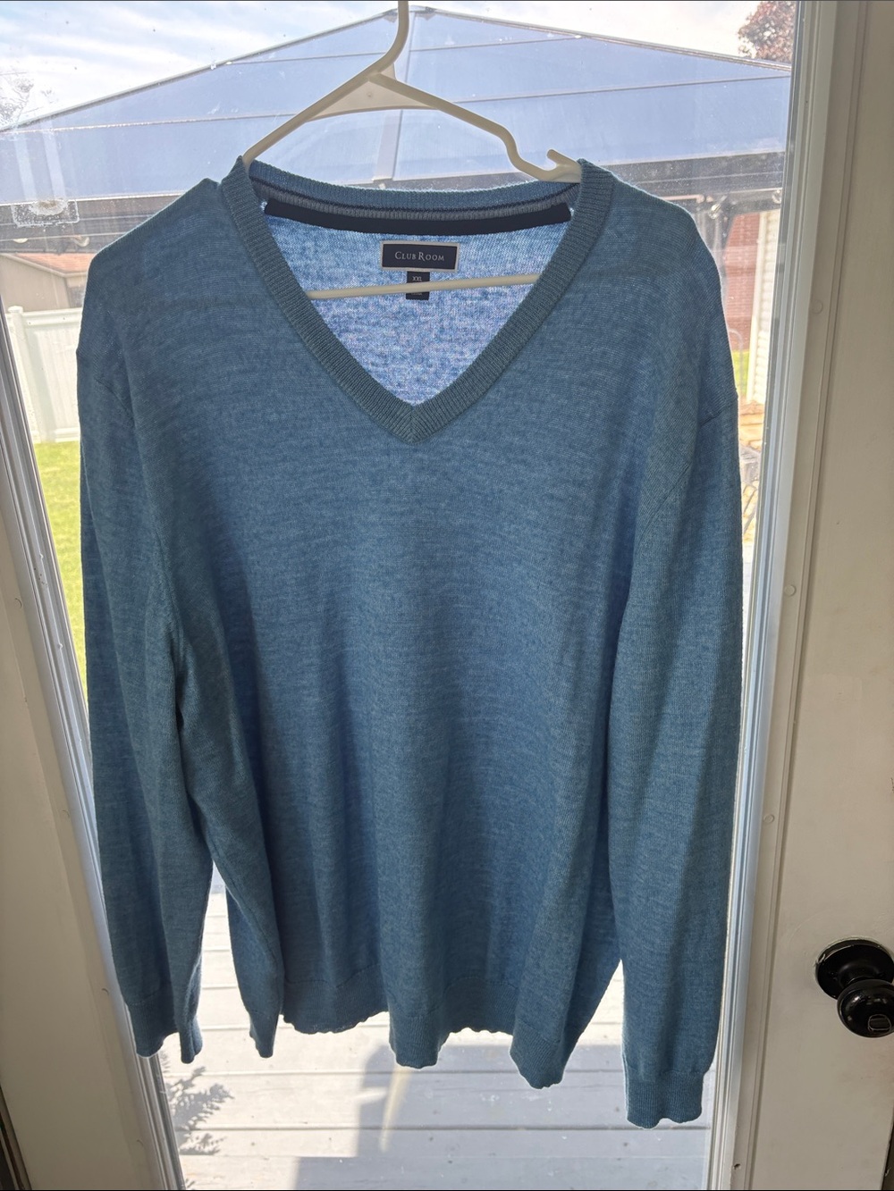 Club Room Men's V-Neck Sweater in Dusty Blue
